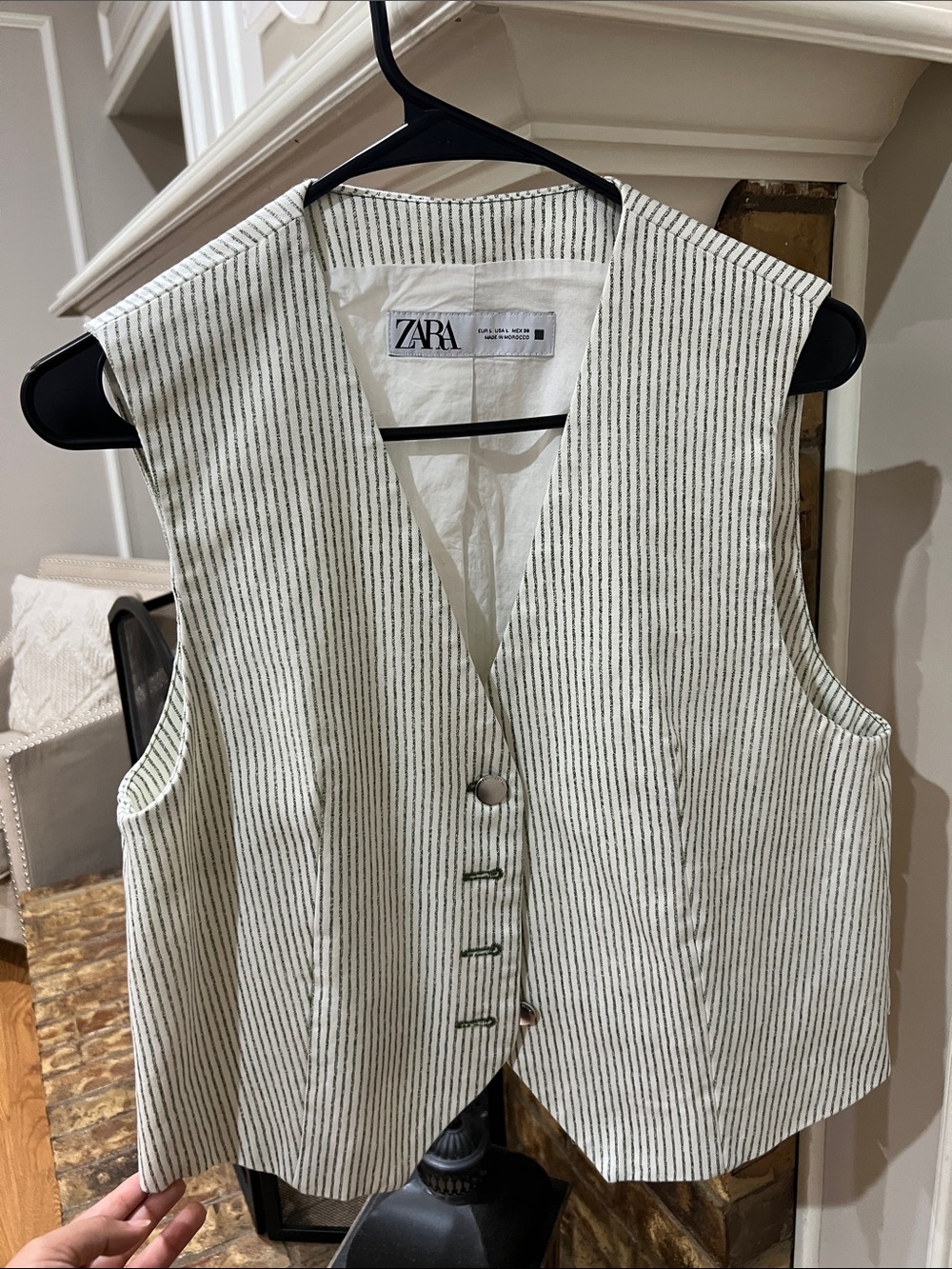 Zara Cream & Black Striped Vest